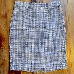Blue Tweed Pencil Skirt